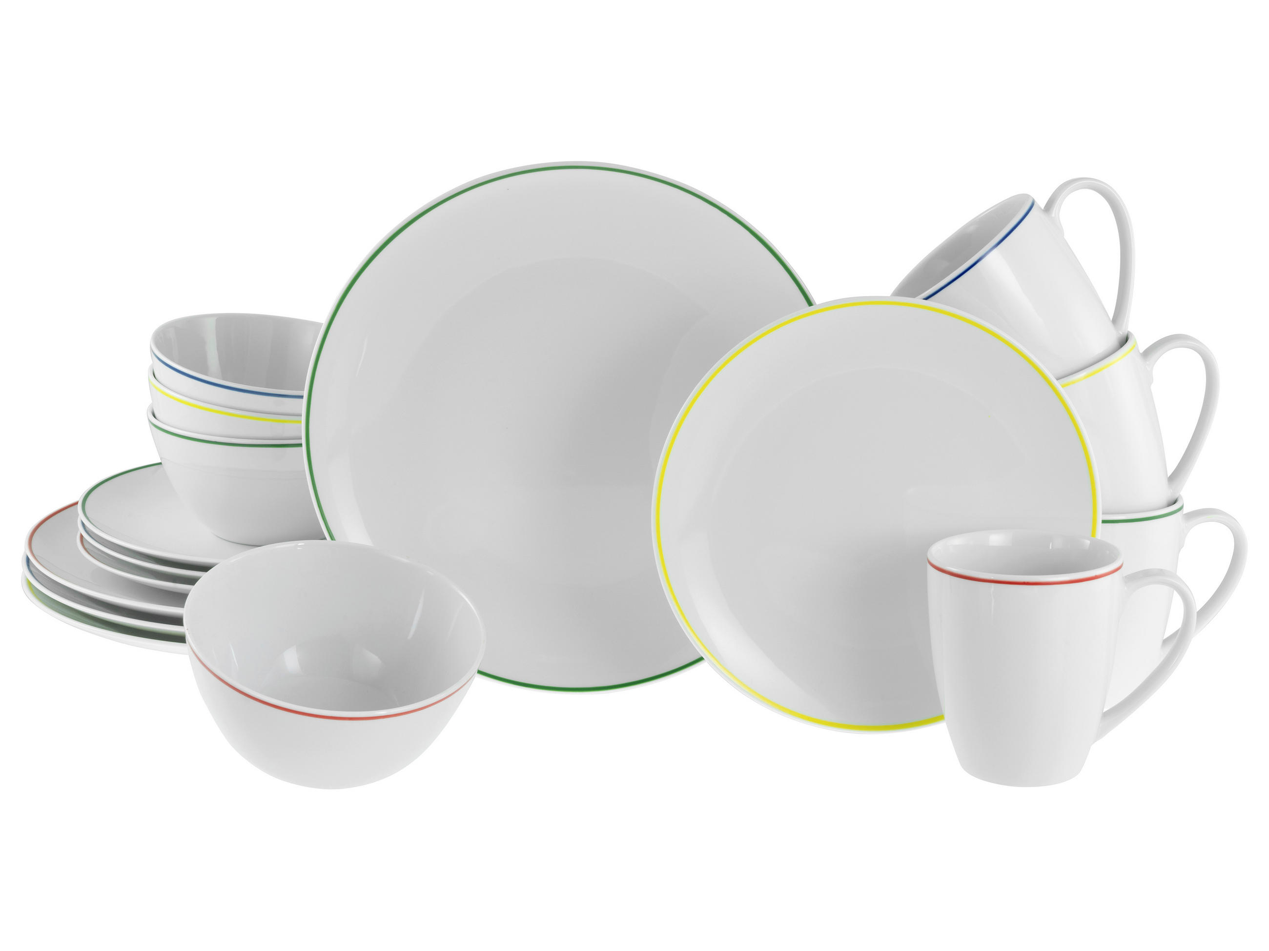 KOMBISERVICE Multicolor 16-teilig Luna Color Line  - Multicolor, Basics, Keramik (33/32/31cm) - Creatable
