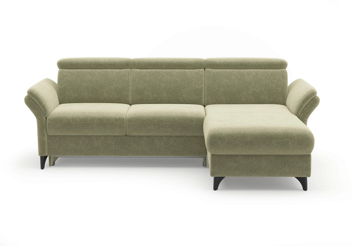 ECKSOFA GLENDALE E in Flachgewebe Hellgrün  253/166 cm  - Schwarz/Hellgrün, KONVENTIONELL, Textil/Metall (253/166cm) - Sit & More