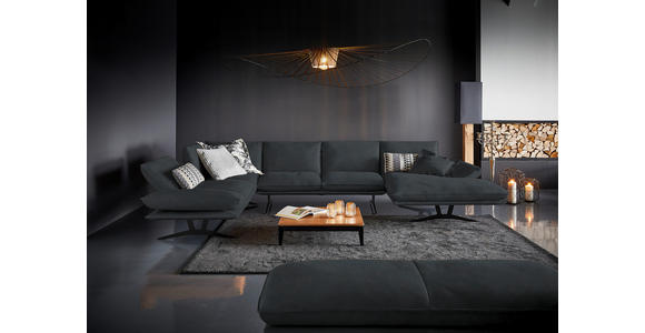 WOHNLANDSCHAFT in Echtleder Grau - Schwarz/Grau, Natur, Leder/Metall (217/359/155cm) - Dieter Knoll