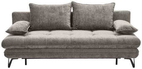 SCHLAFSOFA Samt Grau  - Schwarz/Grau, Design, Textil/Metall (205/79-96/85cm) - Novel