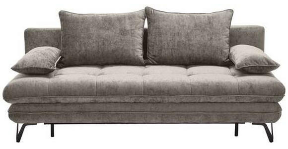 SCHLAFSOFA in Samt Grau  - Schwarz/Grau, Design, Textil/Metall (205/79-96/85cm) - Novel