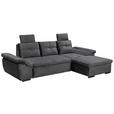 ECKSOFA Grau Mikrovelours  - Schwarz/Grau, KONVENTIONELL, Kunststoff/Textil (275/170cm) - Carryhome