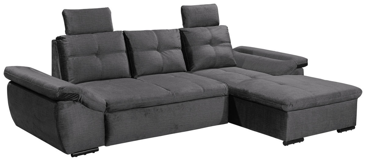 ECKSOFA in Mikrovelours Grau  - Schwarz/Grau, Konventionell, Kunststoff/Textil (275/170cm) - Carryhome