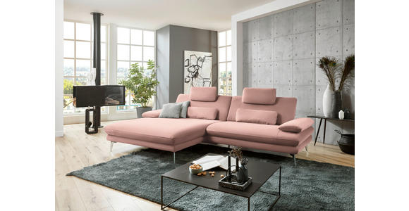 ECKSOFA Rosa Webstoff  - Schwarz/Rosa, Design, Textil/Metall (184/284cm) - Dieter Knoll