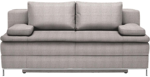 BOXSPRINGSOFA Webstoff Naturfarben - Chromfarben/Naturfarben, Design, Textil/Metall (200/93cm) - Novel