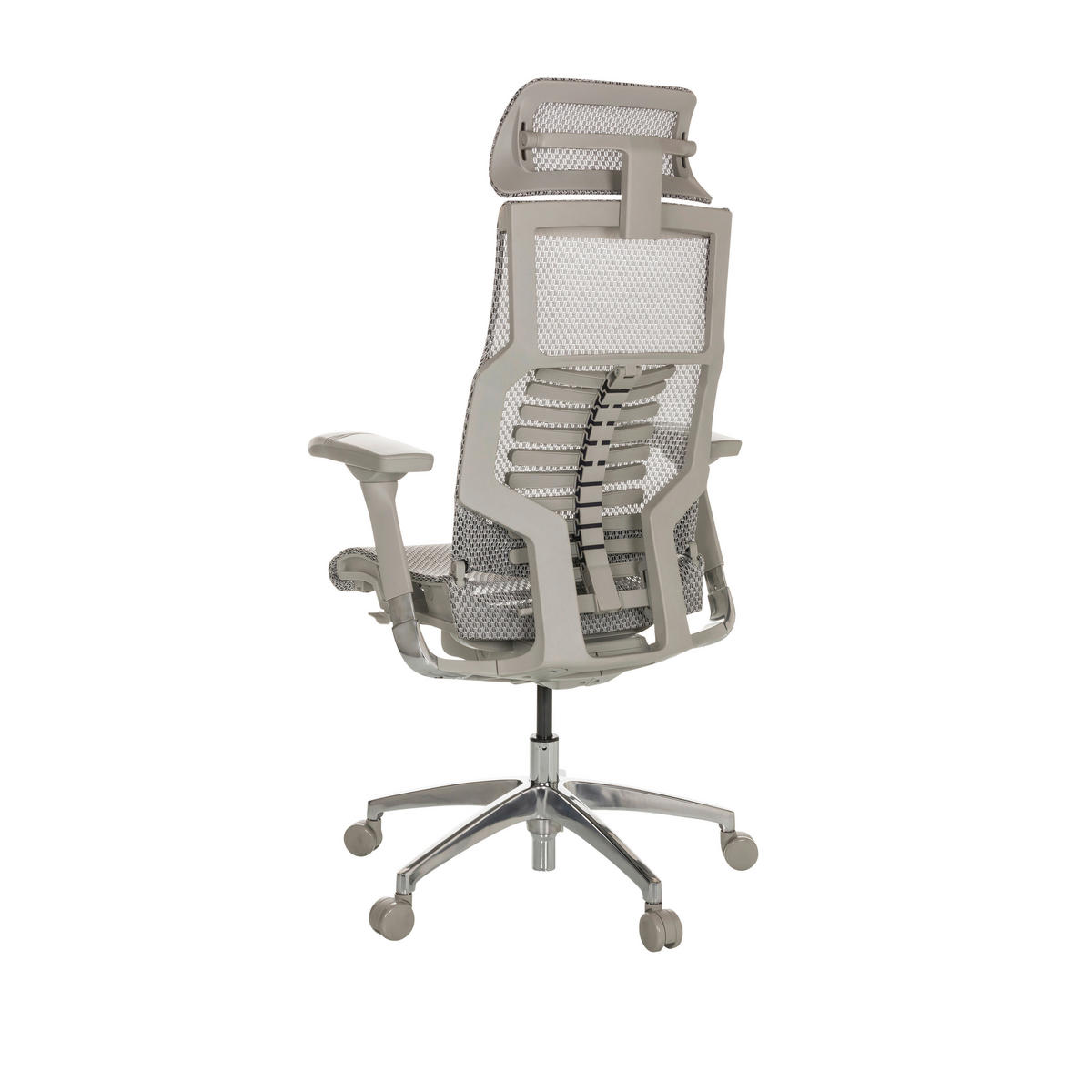DREHSTUHL  in Netz Hellgrau  - Hellgrau/Alufarben, Basics, Kunststoff/Textil (67/119-135/60cm) - MID.YOU