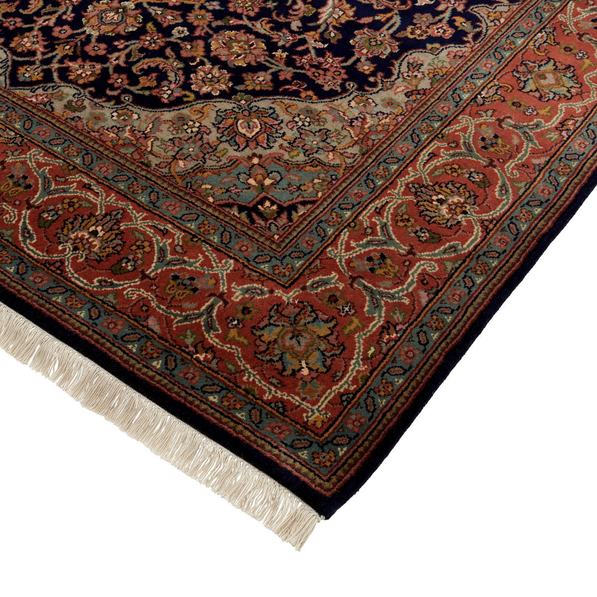 ORIENTTEPPICH 80/200 cm Kashan DK. Blue Orange, Dunkelblau  - Orange/Dunkelblau, LIFESTYLE, Textil (80/200cm) - Cazaris