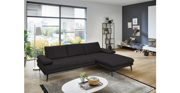 ECKSOFA in Echtleder Dunkelbraun 310/180 cm - Dunkelbraun/Schwarz, Design, Leder/Metall (310/180cm) - Dieter Knoll