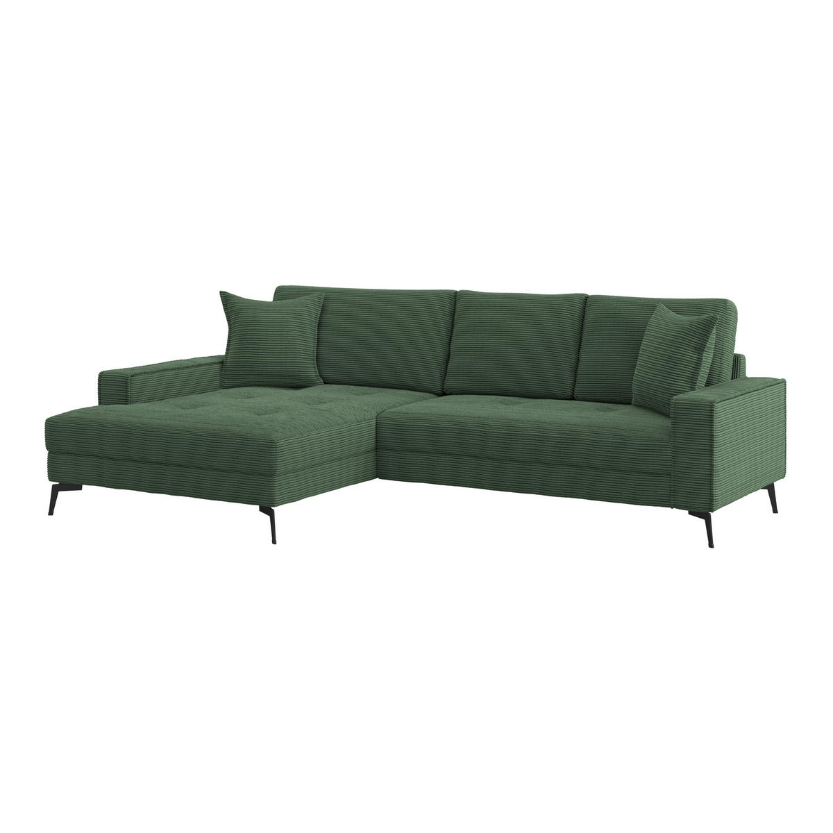 ECKSOFA ZERO Grün Cord Zierkissen, Rückenkissen  - Schwarz/Grün, Trend, Textil/Metall (173/286cm) - Livetastic