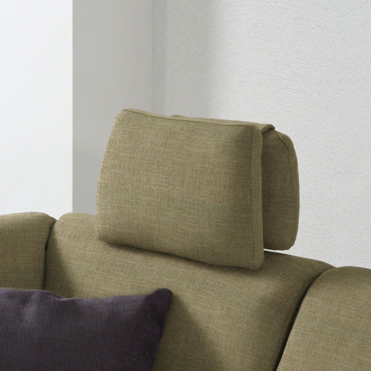 ECKSOFA  in Chenille Olivgrün  208/226 cm  - Schwarz/Olivgrün, KONVENTIONELL, Textil (208/226cm) - Sedda