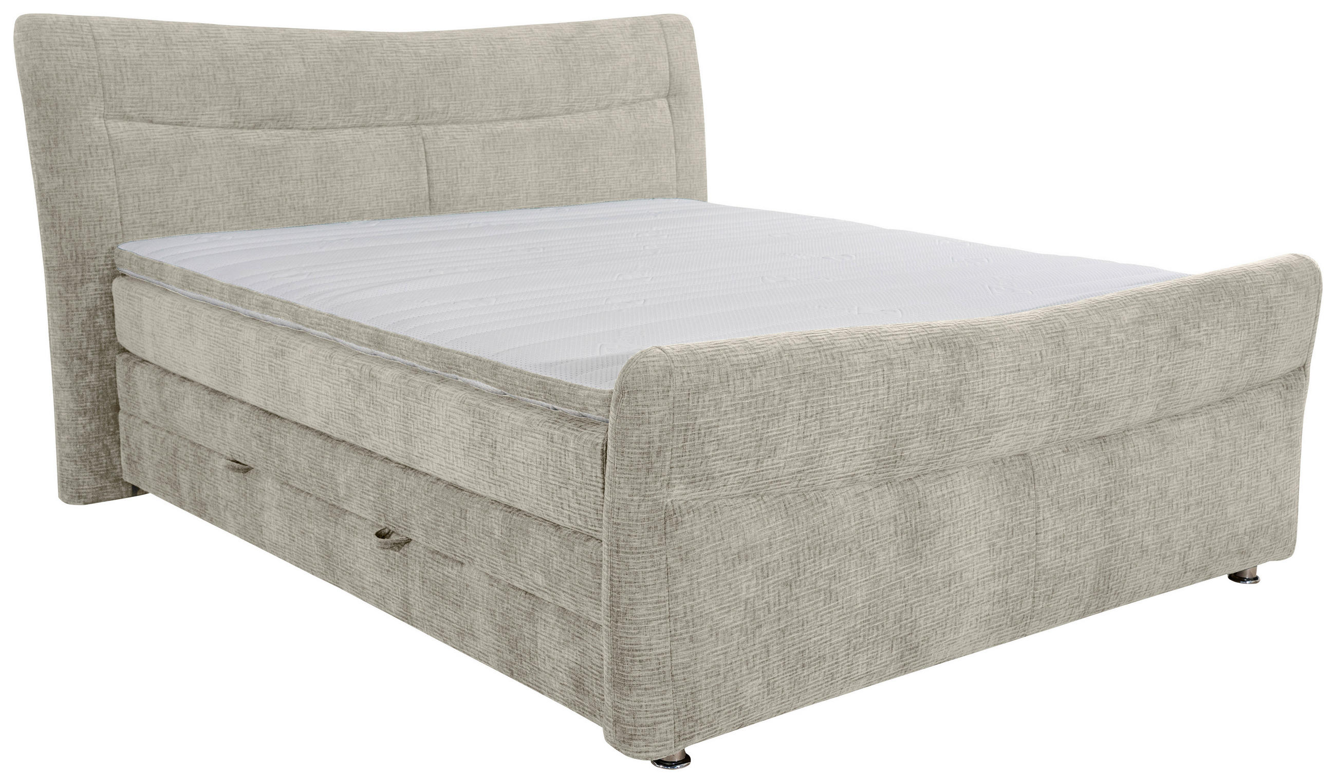 BOXSPRINGBETT 180/200 cm  in Hellgrau  - Chromfarben/Hellgrau, KONVENTIONELL, Textil/Metall (180/200cm) - Esposa