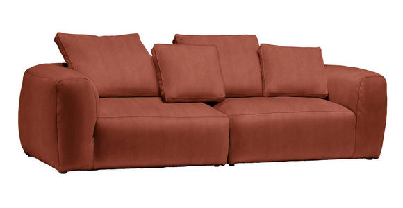 BIGSOFA Samt Rostfarben - Rostfarben/Schwarz, MODERN, Kunststoff/Textil (260/70/122cm) - Carryhome