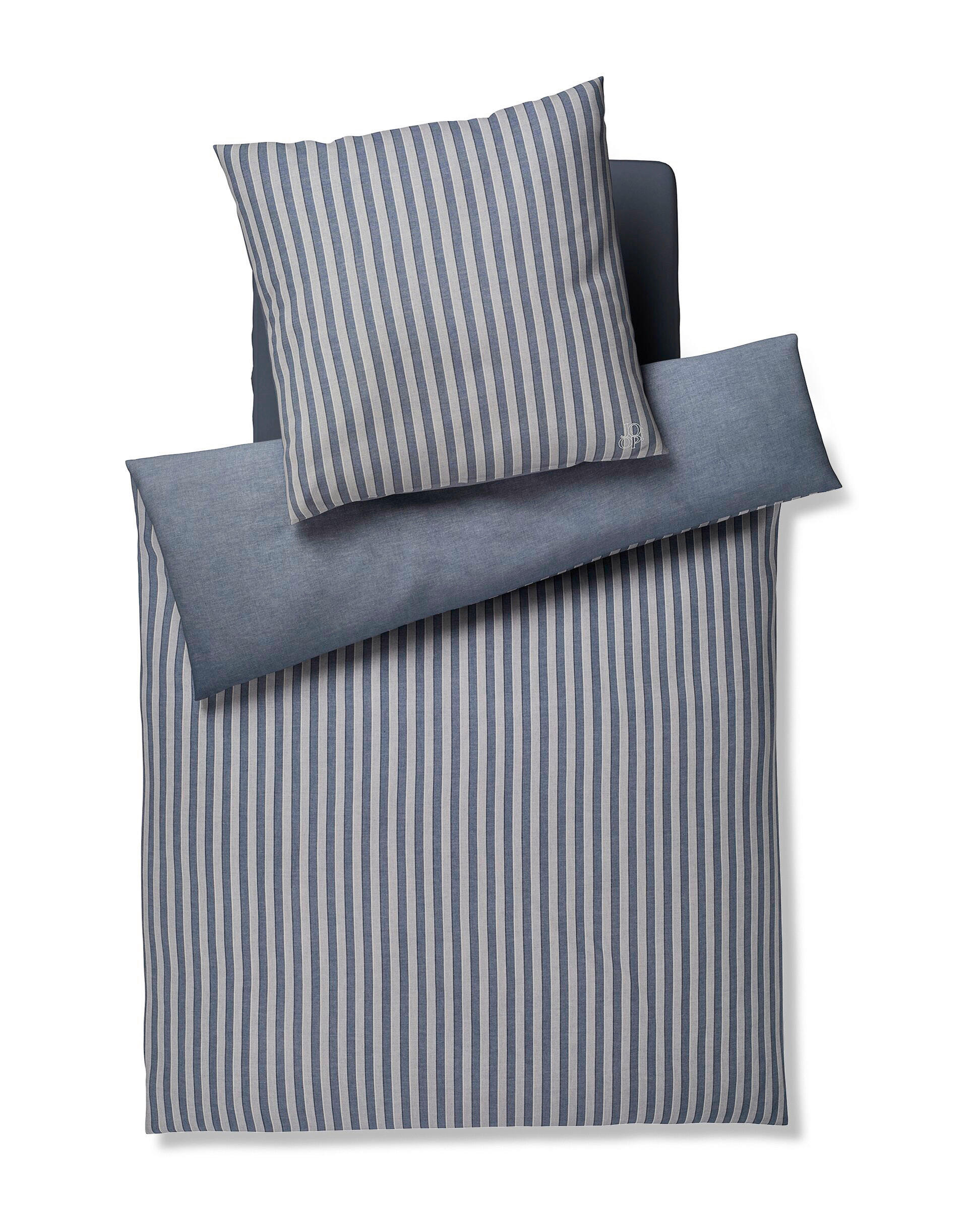 WENDEBETTWÄSCHE Soft Lines Flanell 155/220 cm  - Blau, Basics, Textil (155/220cm) - Joop!