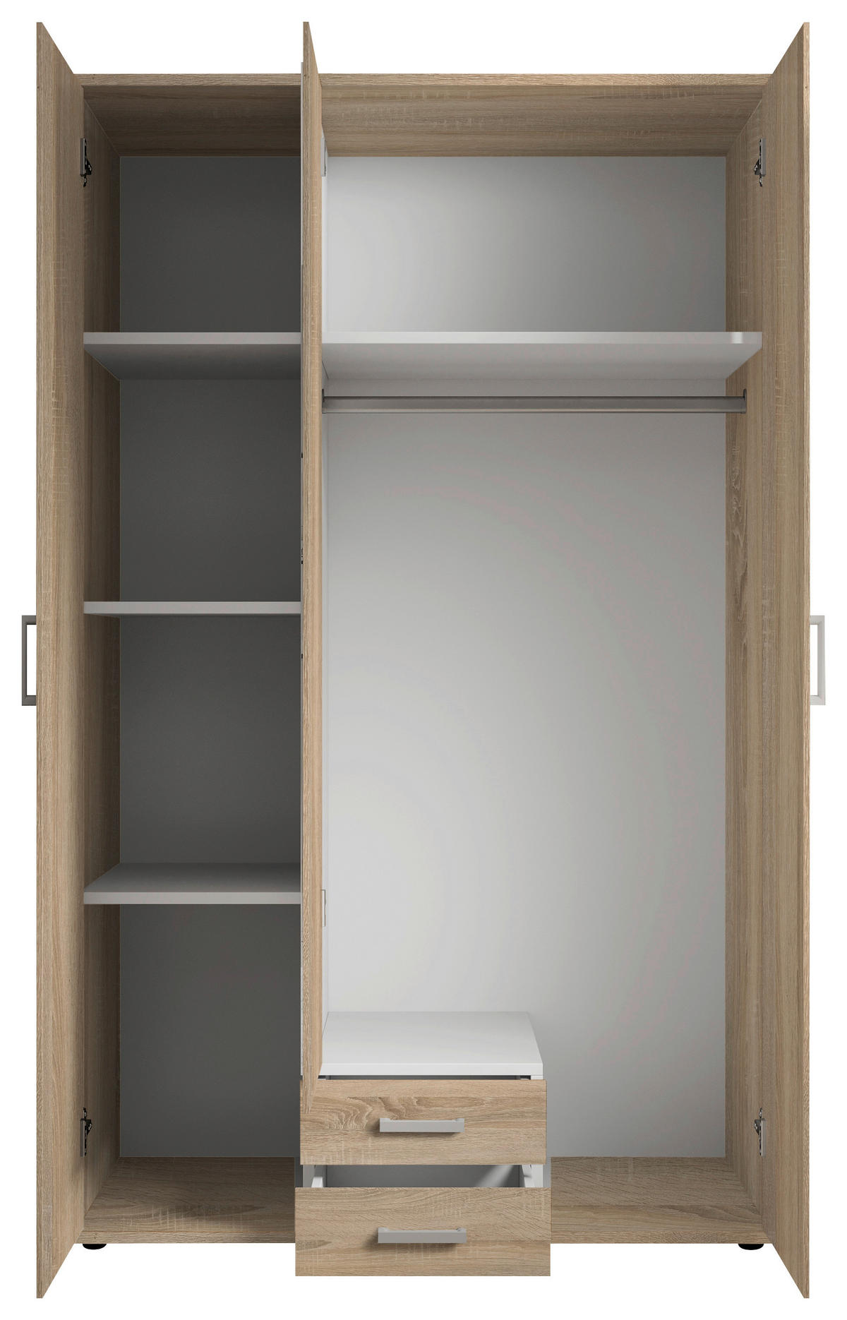 DREHTÜRENSCHRANK 120/196/54 cm 3-türig Sonoma Eiche  - Alufarben/Sonoma Eiche, KONVENTIONELL, Holzwerkstoff/Kunststoff (120/196/54cm) - Boxxx