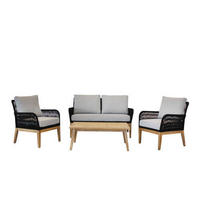 ZAHRADNÍ SEDACÍ SOUPRAVA dřevo, textil - barvy teak/světle šedá, Basics, dřevo/textil (135/90/73cm) - Acamp