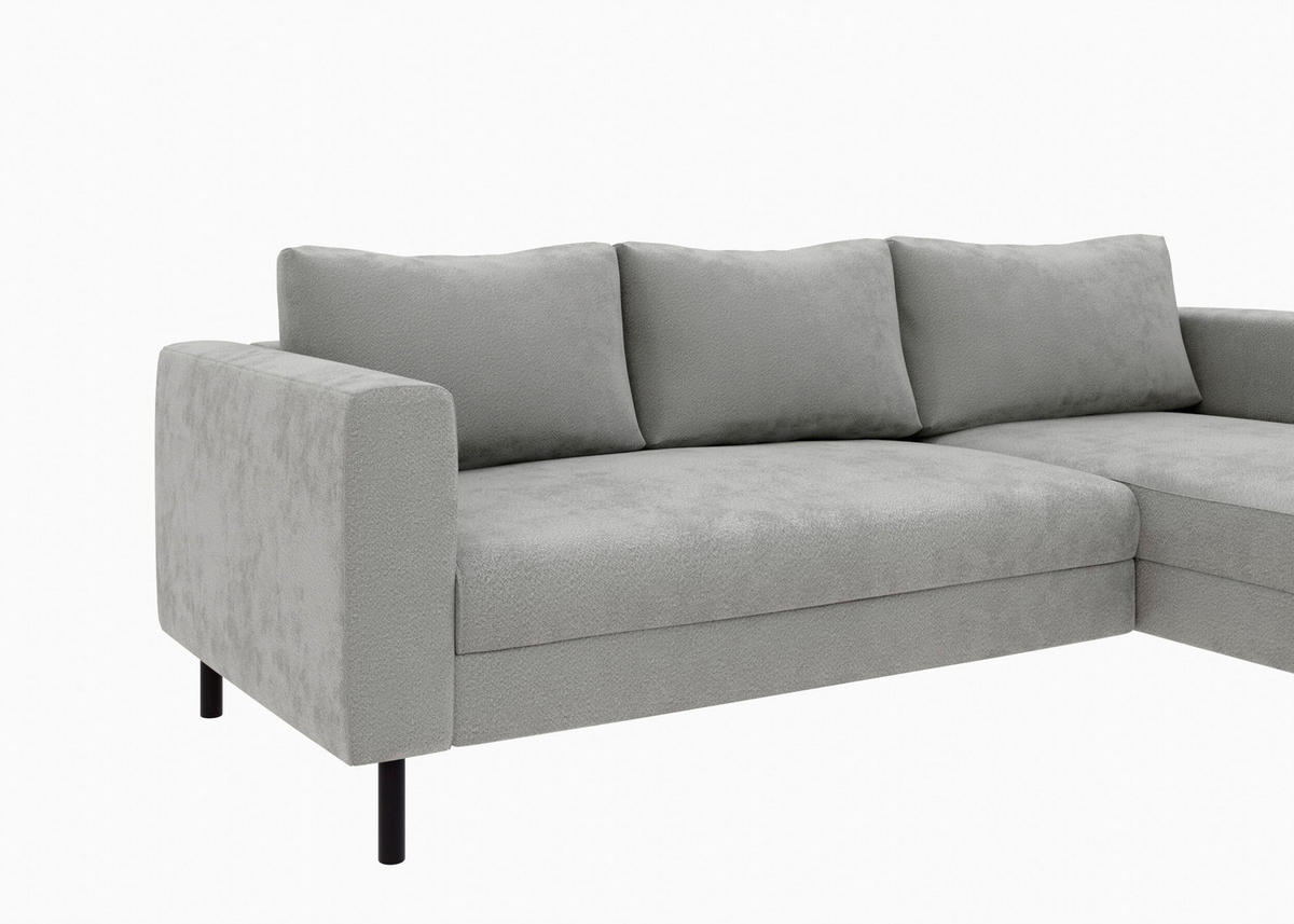 ECKSCHLAFSOFA  mit Rücken echt, Armteil links, Armteil rechts Struktur Schlammfarben  - Schlammfarben/Schwarz, MODERN, Textil/Metall (232/161cm) - Trendmanufaktur