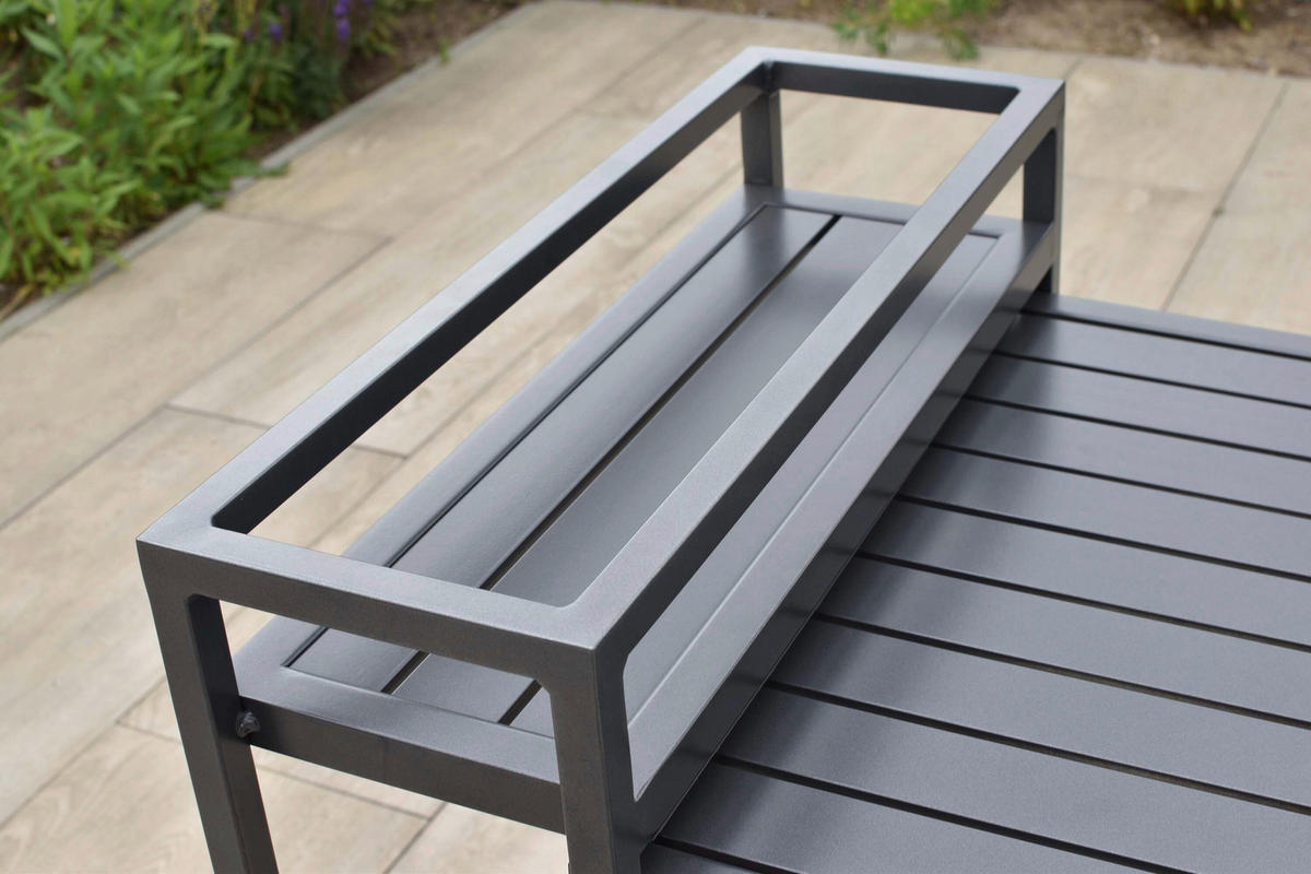 BALKONSET Graphitfarben, Grau 5-teilig  - Graphitfarben/Grau, KONVENTIONELL, Textil/Metall - Gardenson