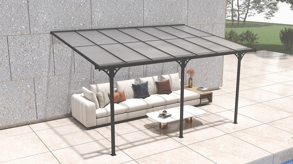 TERRASSENÜBERDACHUNG 435/225/300 cm   - Schwarz, Basics, Metall (435/225/300cm)