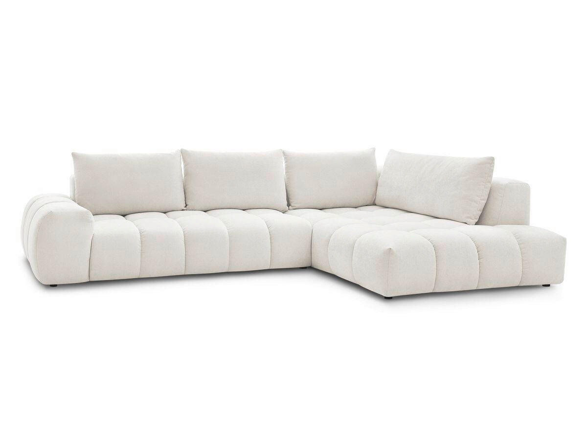 ECKSOFA Ottomane links  EVEREST Weiß Struktur  - Schwarz/Weiß, MODERN, Kunststoff/Textil (352/210cm) - Livetastic