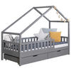 HAUSBETT Absturzsicherung, Matratze, Rollrost, Bettschublade 120/200 cm  - Hellgrau/Weiß, MODERN, Holz/Textil (120/200cm) - MID.YOU