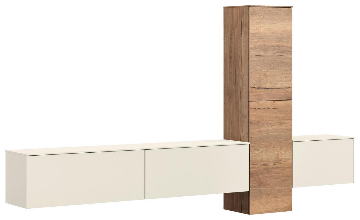 WOHNWAND  in Magnolie  282/160/37 cm  - Eichefarben/Magnolie, Design, Holzwerkstoff (282/160/37cm) - Celina Home