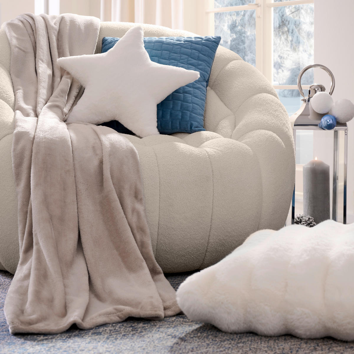PERNĂ DECORATIVĂ 45/45 cm  - alb, textil (45/45cm) - Ben'n'jen