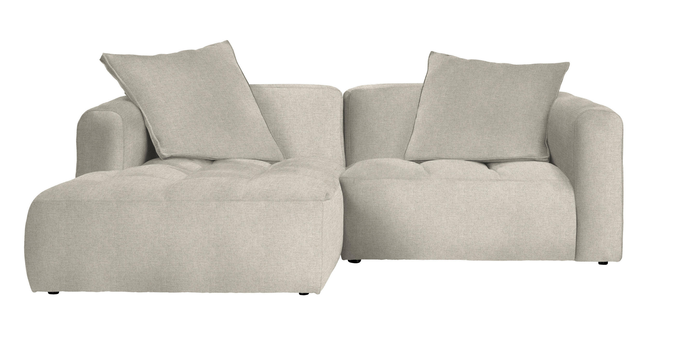 ECKSOFA in Flachgewebe Beige  - Beige/Schwarz, Modern, Kunststoff/Textil (173/240cm) - Stylife