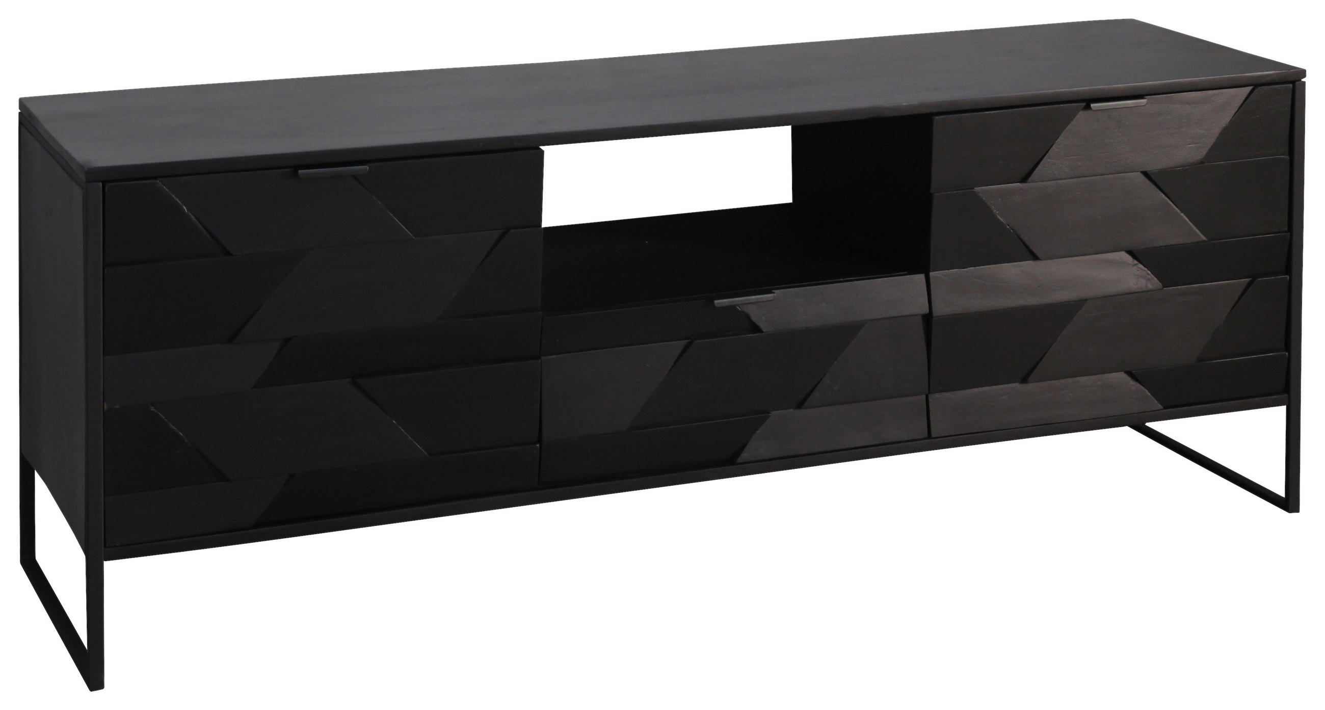 LOWBOARD  in 175/60/40 cm  - Schwarz, Trend, Holz/Metall (175/60/40cm) - Ambia Home