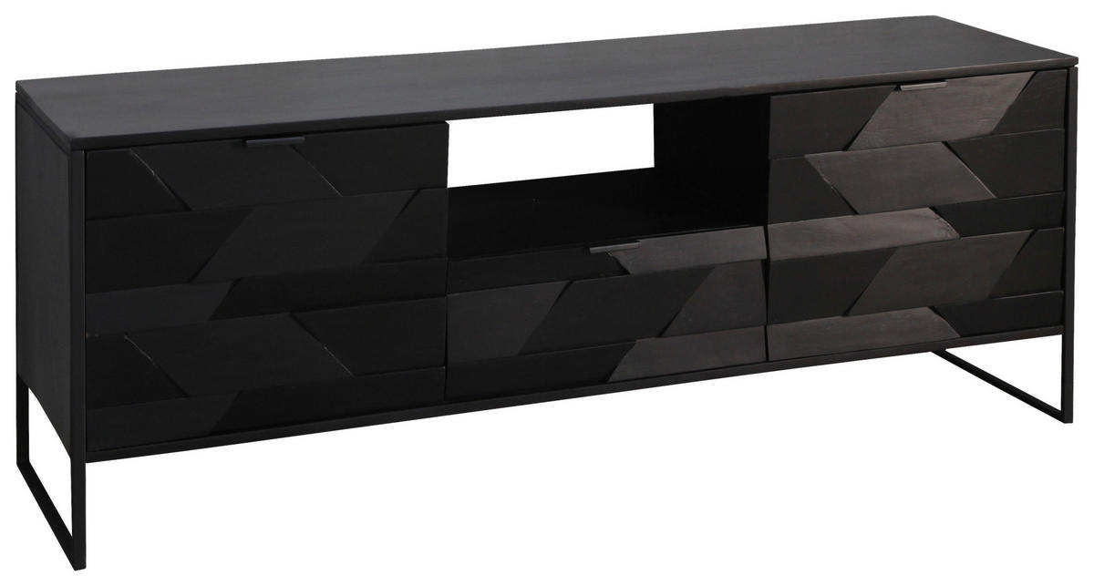 LOWBOARD  in 175/60/40 cm  - Schwarz, Trend, Holz/Metall (175/60/40cm) - Ambia Home