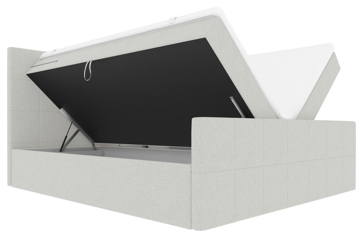 BOXBETT 160/200 cm,  in Hellgrau, Bettkasten, Topper, Matratzen, H3 = fest  - Hellgrau, KONVENTIONELL, Kunststoff/Textil (160/200cm) - Boxxx
