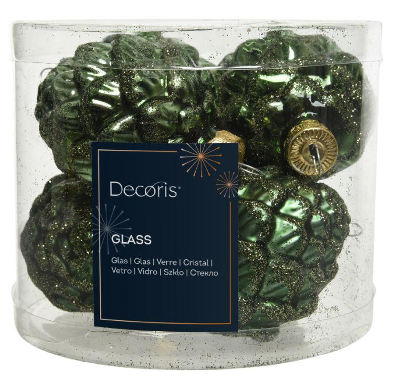 SET DE GLOBURI DE CRĂCIUN - culoare coconar/verde, Design, sticlă (5,00/7cm)