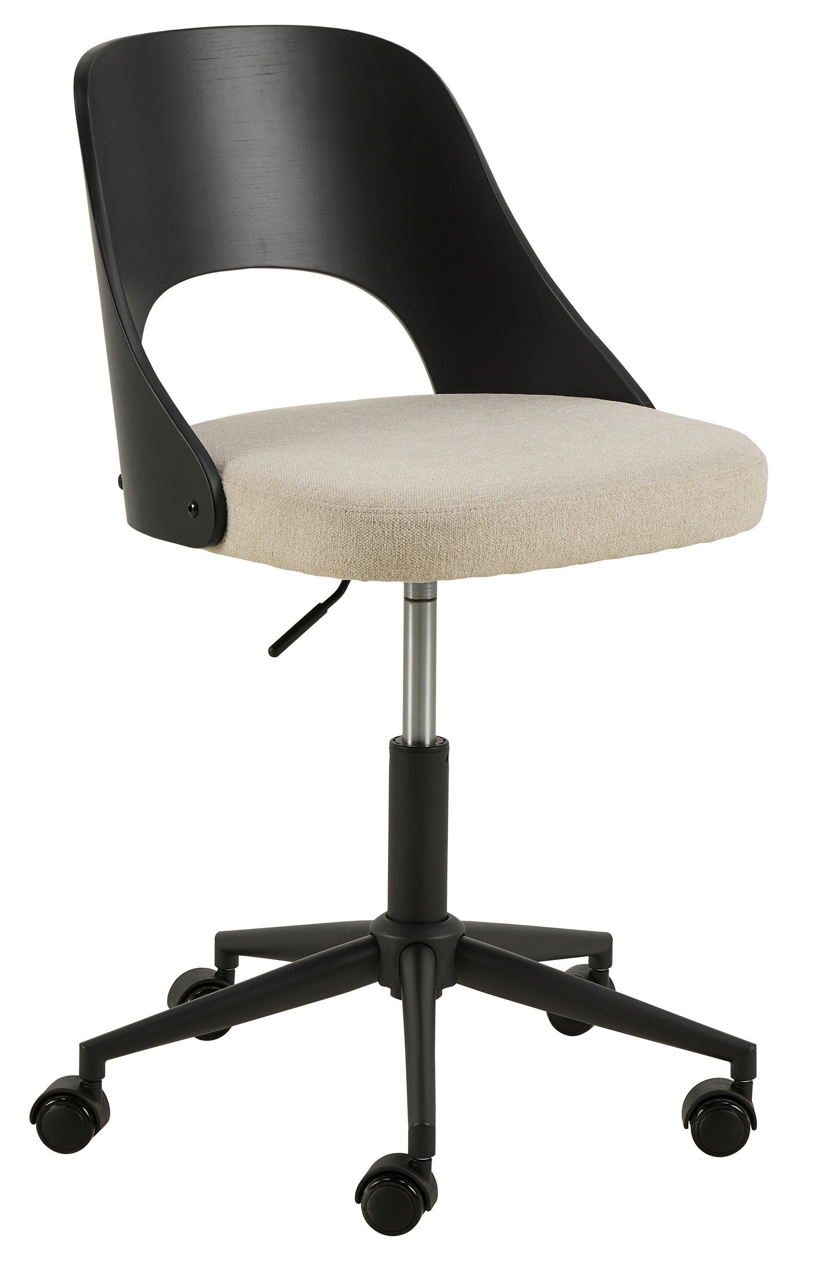 OTOČNÁ ŽIDLE, černá, béžová - černá/béžová, Moderní, kov/kompozitní dřevo (48/89/55,5cm) - MID.YOU