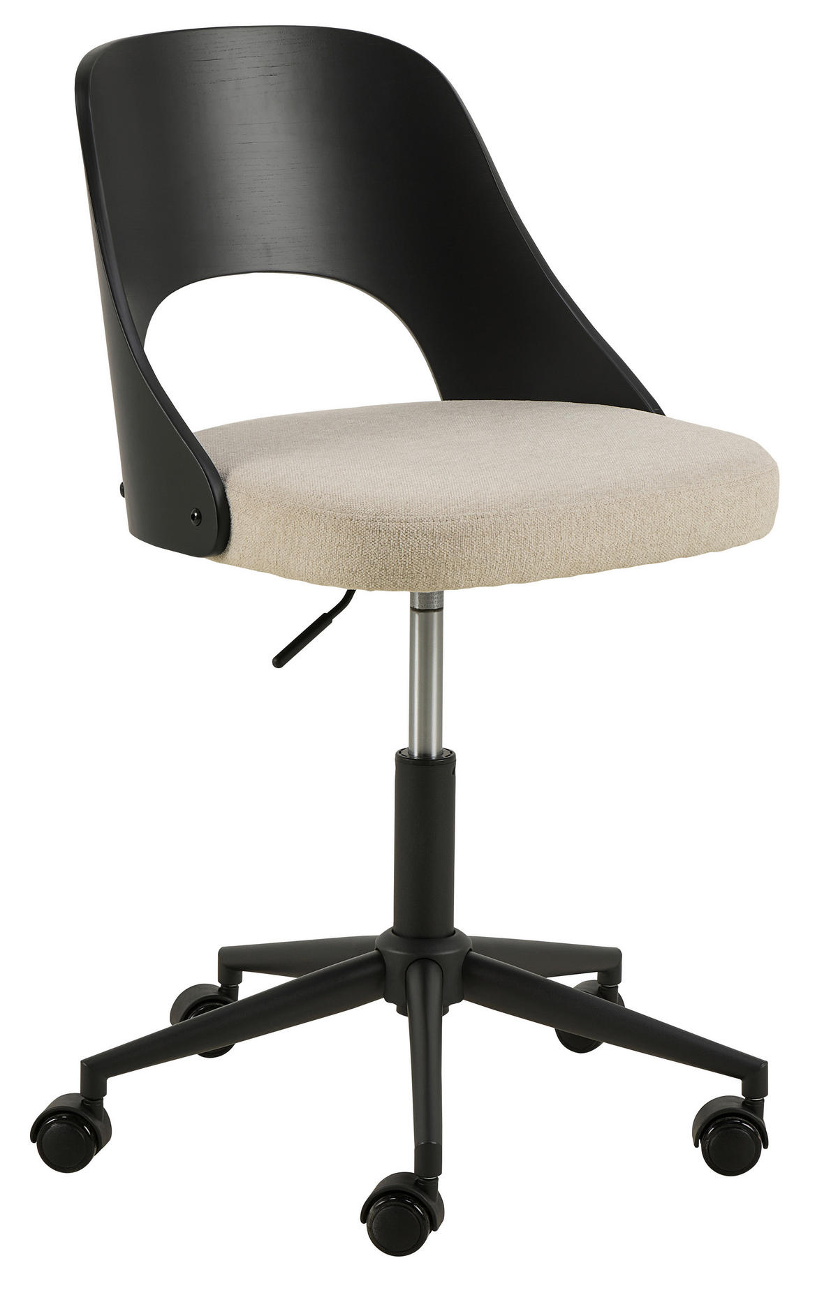 OTOČNÁ ŽIDLE, černá, béžová - černá/béžová, Moderní, kov/kompozitní dřevo (48/89/55,5cm) - MID.YOU