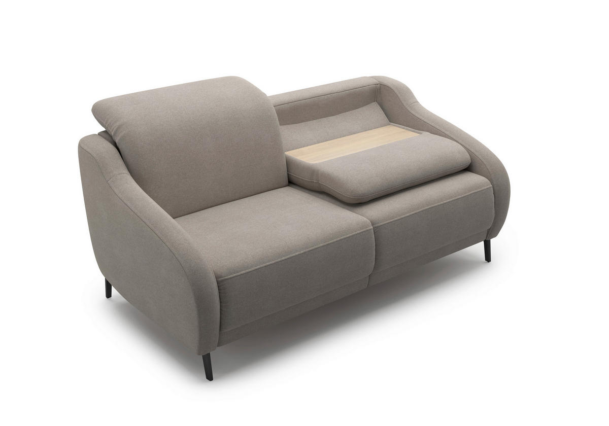 3-SITZER-SOFA Mikrofaser Haselnussfarben  - Schwarz/Haselnussfarben, MODERN, Textil/Metall (192/93/104cm) - Sit & More