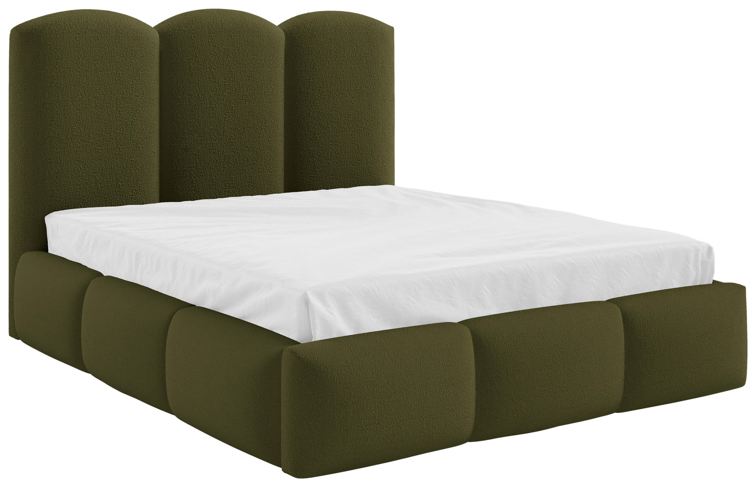 Polsterbett Bero Boucle Olivgrün, Lf:120x200cm