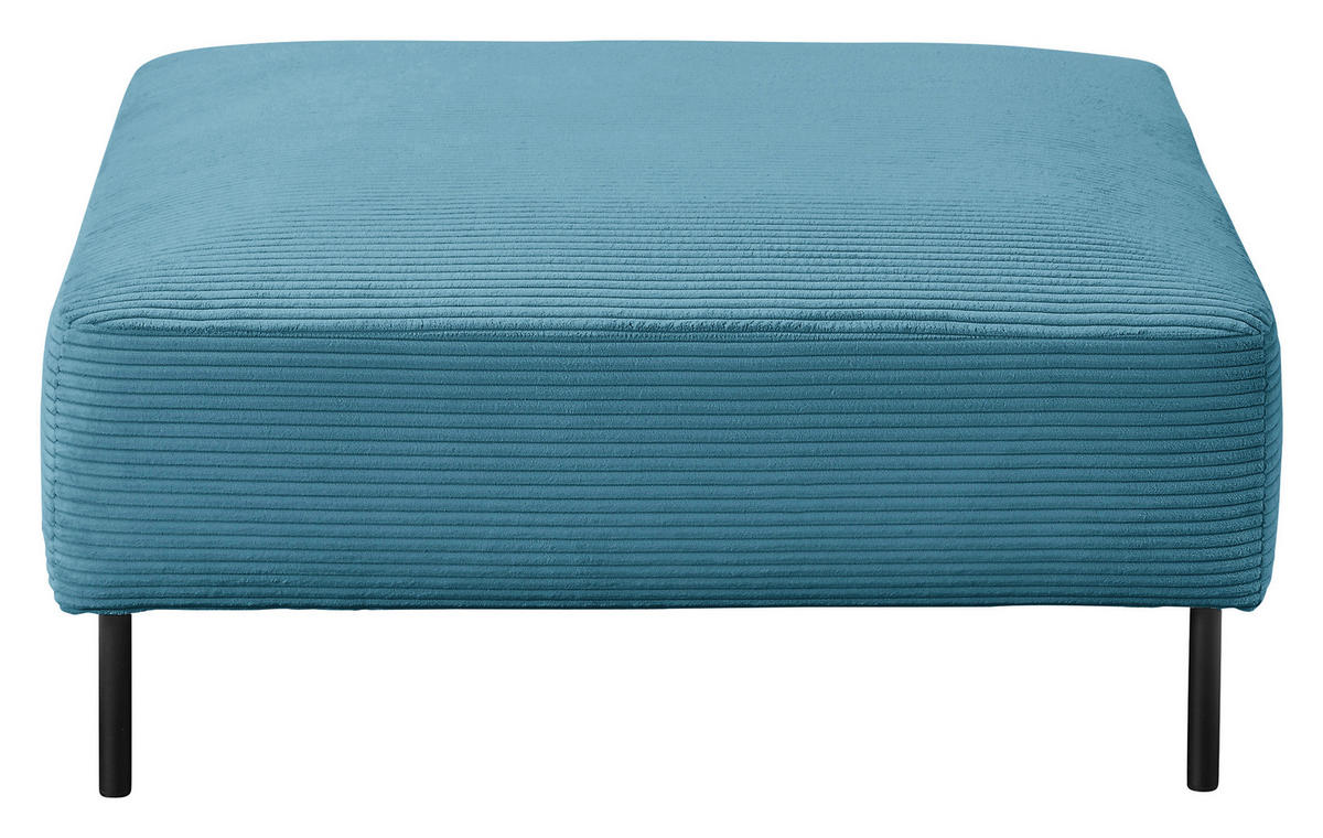 HOCKER in Textil Petrol  - Petrol/Schwarz, Design, Textil/Metall (100/41/100cm) - Johann Jakob