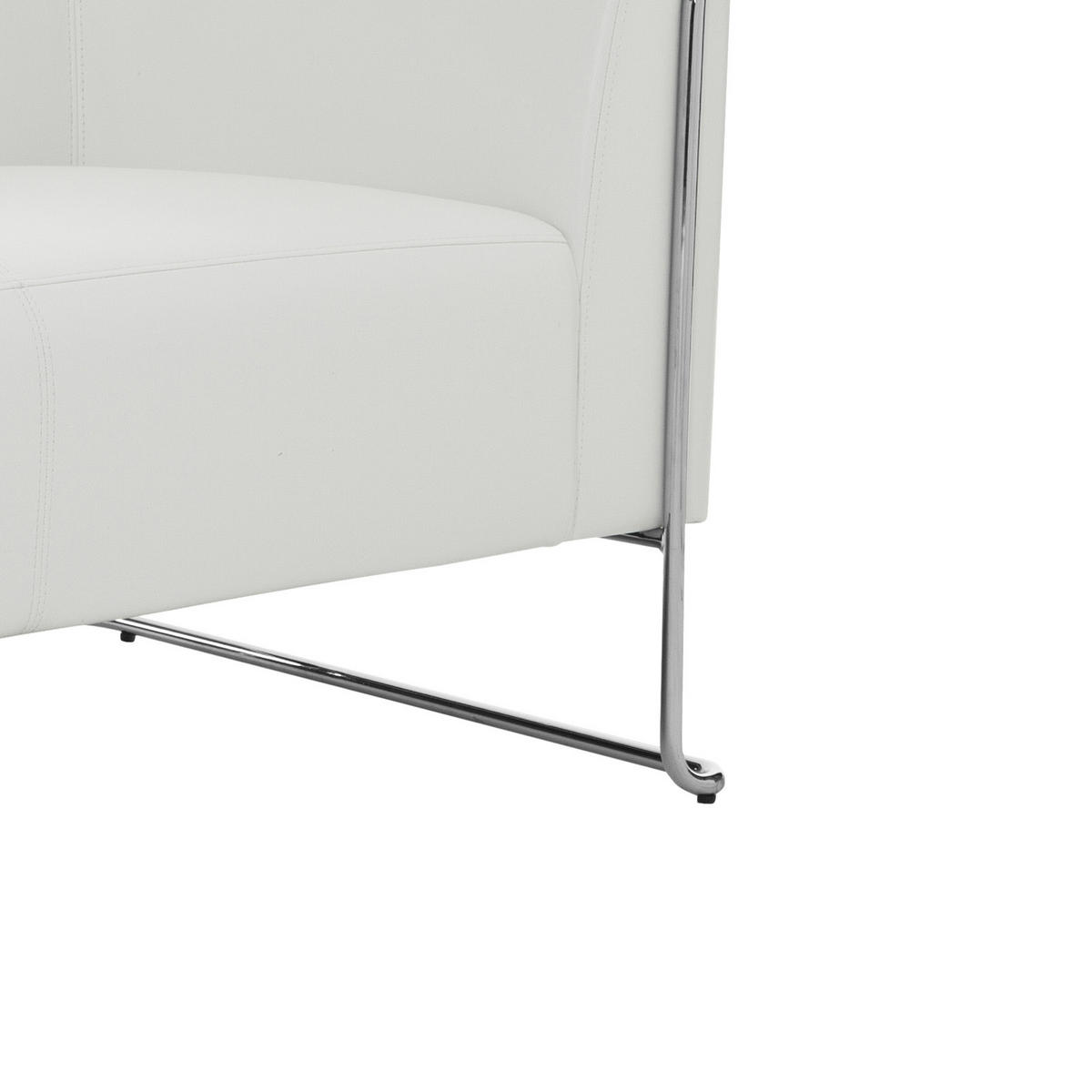 2-SITZER-SOFA in Lederlook Weiß  - Silberfarben/Weiß, MODERN, Textil/Metall (130/71/74cm) - MID.YOU