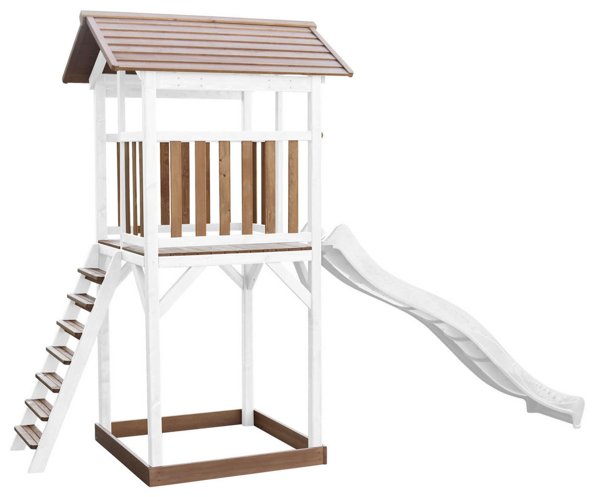 SPIELTURM 111,2/241,9/349 cm  - Weiss/Braun, Konventionell, Holz/Kunststoff (111,2/241,9/349cm)