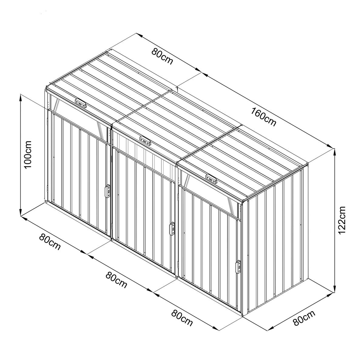MÜLLTONNENBOX - Anthrazit, KONVENTIONELL, Metall (80/122/240cm) - Ambia Garden