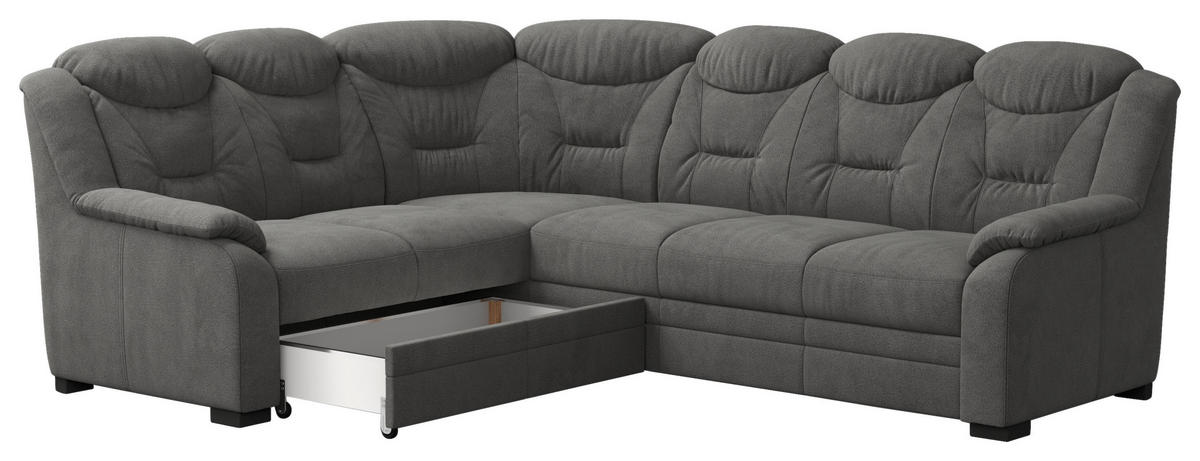 ECKSOFA Anthrazit Chenille  inkl. Rücken echt  - Anthrazit/Schwarz, Basics, Kunststoff/Textil (211/263cm) - MID.YOU