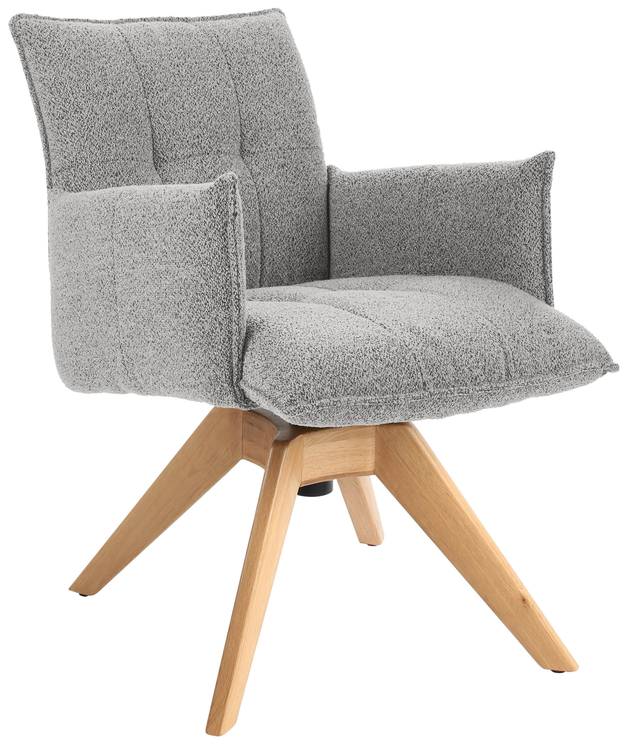 ARMLEHNSTUHL  in Webstoff  - Eichefarben/Hellgrau, Design, Holz/Textil (57/86/65cm) - Valnatura