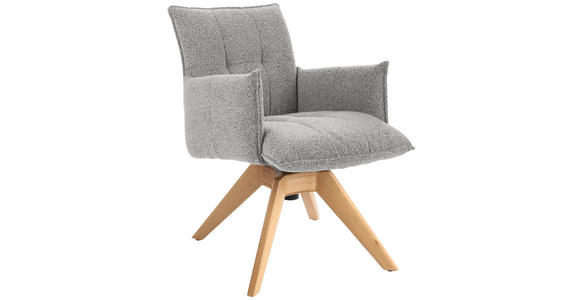 ARMLEHNSTUHL in Webstoff - Eichefarben/Hellgrau, Design, Holz/Textil (57/86/65cm) - Valnatura