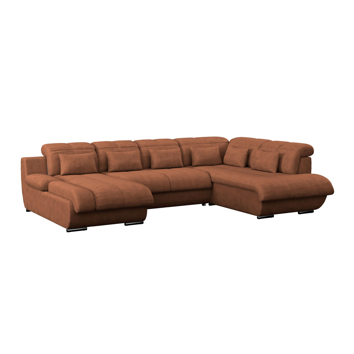 WOHNLANDSCHAFT Cognac Mikrofaser  - Chromfarben/Dunkelgrau, MODERN, Textil/Metall (184/345/228cm) - MID.YOU