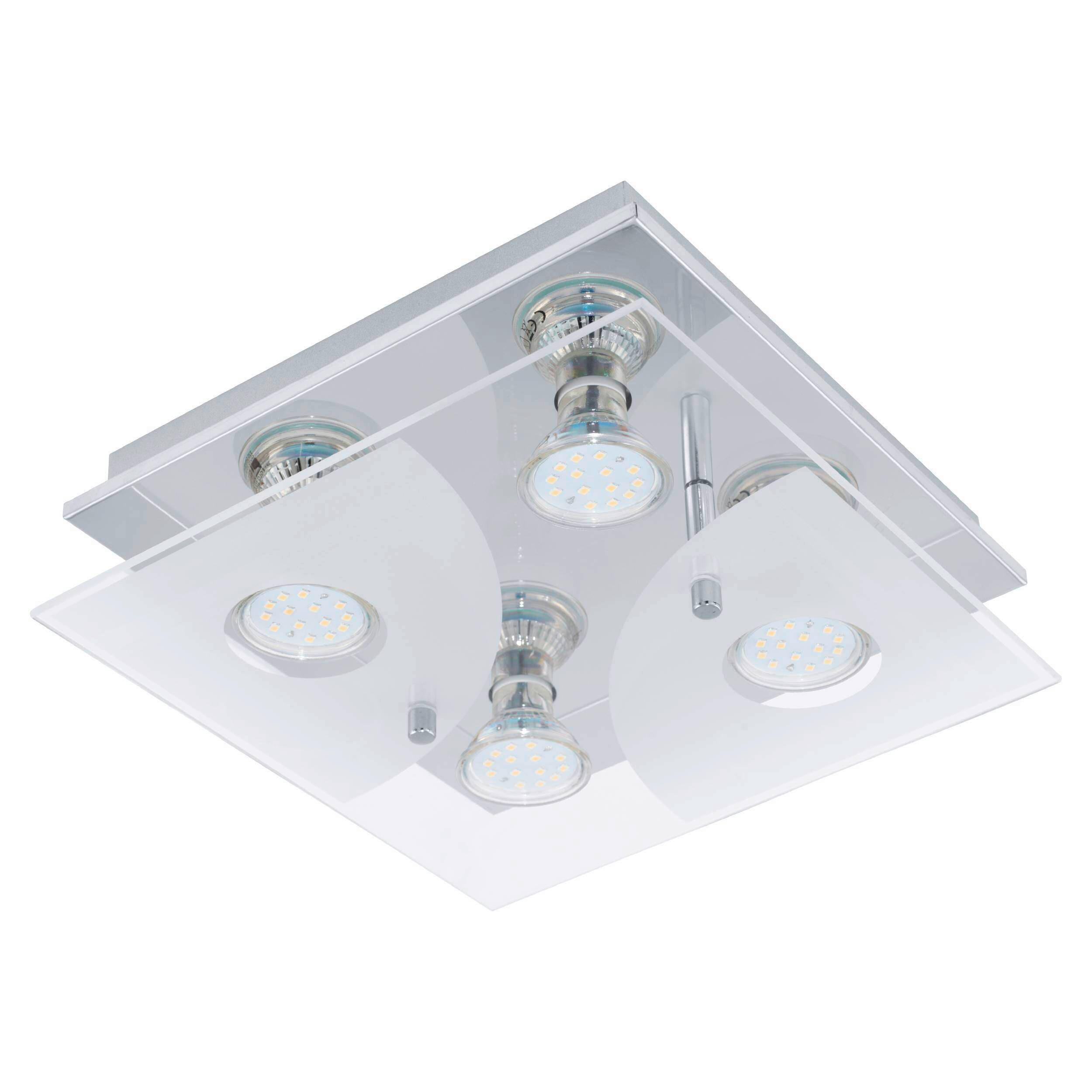 DECKENLEUCHTE    25/25/8,5 cm  - Chromfarben/Weiss, Basics, Glas/Metall (25/25/8,5cm) - Eglo