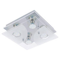 DECKENLEUCHTE 25/25/8,5 cm   - Chromfarben/Weiß, Basics, Glas/Metall (25/25/8,5cm) - Eglo