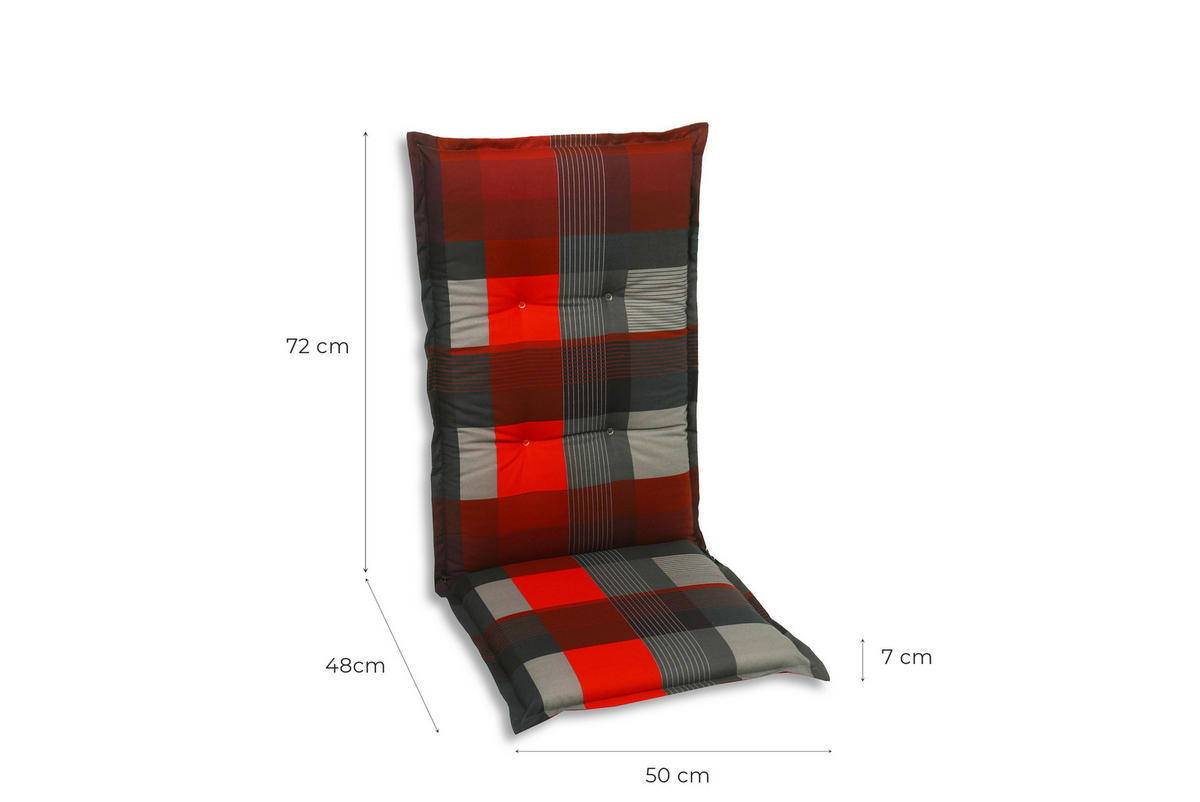 SESSELAUFLAGENSET Karo  - Dunkelgrau/Rot, Basics, Textil (50/7/120cm)
