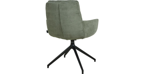 ARMLEHNSTUHL  Stoffauswahl, Typenauswahl, Sitzfläche 360° drehbar Cord  - Schwarz/Olivgrün, Design, Textil/Metall (63/90/69cm) - Johann Jakob