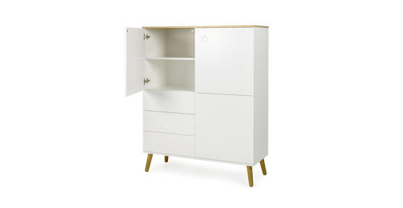 HIGHBOARD 109/137/43 cm - Eichefarben/Weiß, Design, Holz/Holzwerkstoff (109/137/43cm) - Ambia Home