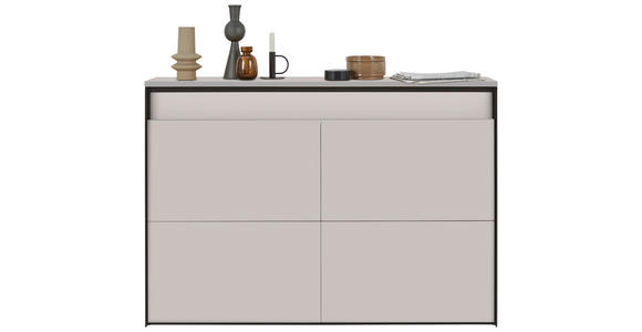 GARDEROBE 4-teilig  in 180/190/24,3 cm  - Beige/Schwarz, KONVENTIONELL, Glas/Holzwerkstoff (180/190/24,3cm) - Voleo