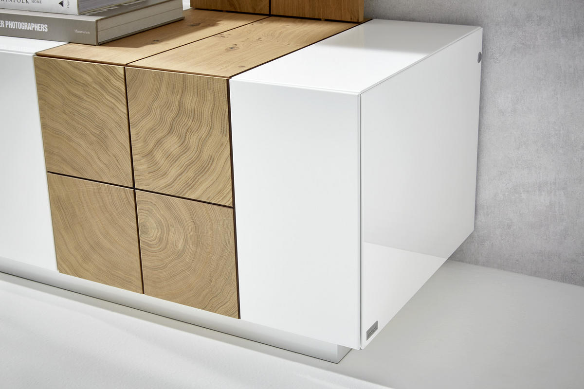 REGAL ZA DNEVNI BORAVAK bela, boja hrasta   - boja hrasta/bela, Dizajnerski, drvo/pločasti materijal (305/190/52cm) - Ambiente